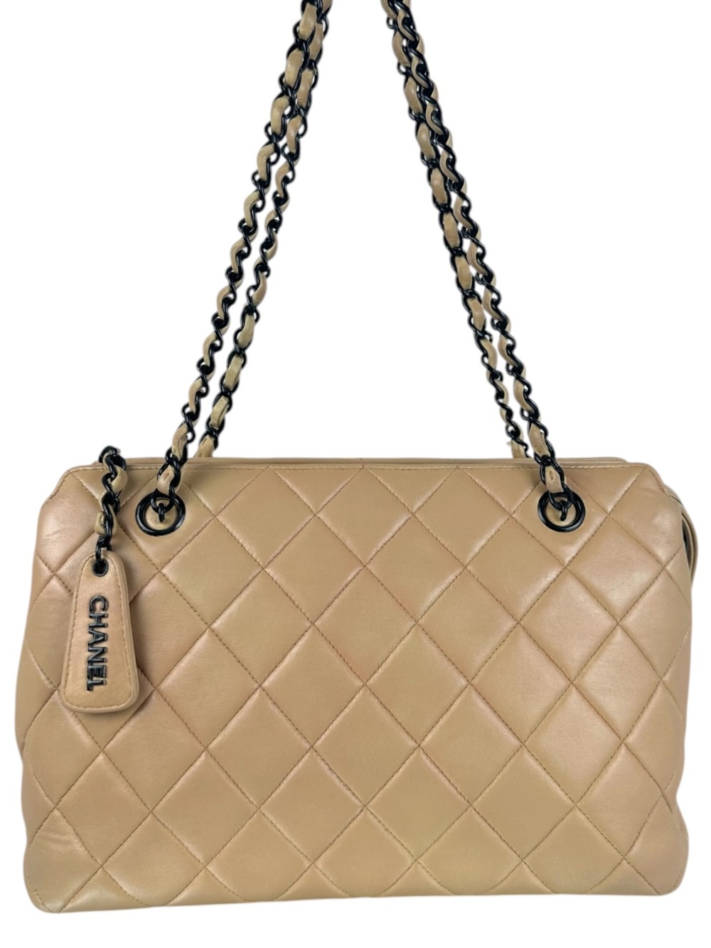 Chanel Vintage Quilted Shoulder Bag – Beige Lambskin So Black Hardware